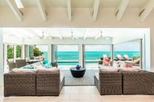Living Room Moonshadow Villa Pool, Turks and Caicos Villas, Blue Heron Vacations