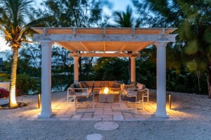Outdoor sitting at fire, Sea Grace Villa, Turks and Caicos Villas
